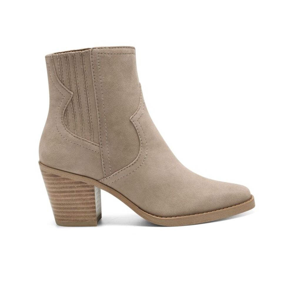 LUCKY BRAND Womens Beige Jaide Square Toe Block Heel Leather Western Boot 5.5 M